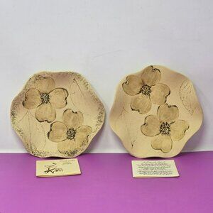 Handcrafted Stone Dogwood Flower Plates Set Of‎ 2 By Pug Earth Art From Georgia